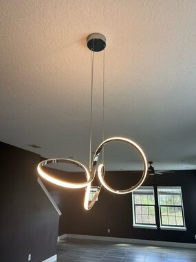 Artika Swirl Chrome Modern Integrated LED Pendant Light Fixture Dining Living
